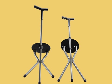 WALKER STICK CANE CHAIR SEAT STOOL TREKKING POLE FOLDING COMPACT 3D Model