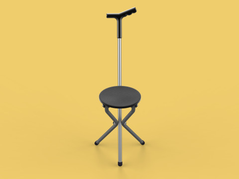 WALKER STICK CANE CHAIR SEAT STOOL TREKKING POLE FOLDING COMPACT 3D Model