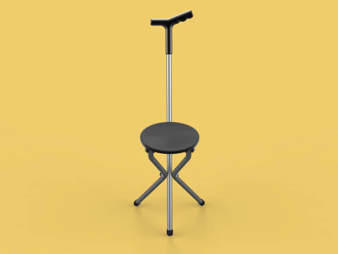 WALKER STICK CANE CHAIR SEAT STOOL TREKKING POLE FOLDING COMPACT 3D Model