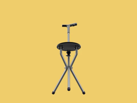 WALKER STICK CANE CHAIR SEAT STOOL TREKKING POLE FOLDING COMPACT 3D Model