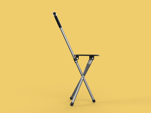 WALKER STICK CANE CHAIR SEAT STOOL TREKKING POLE FOLDING COMPACT 3D Model