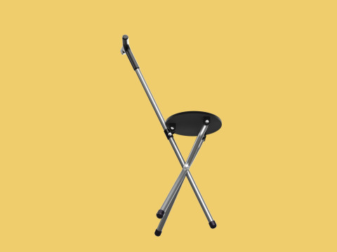 WALKER STICK CANE CHAIR SEAT STOOL TREKKING POLE FOLDING COMPACT 3D Model