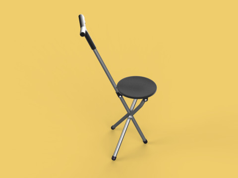 WALKER STICK CANE CHAIR SEAT STOOL TREKKING POLE FOLDING COMPACT 3D Model
