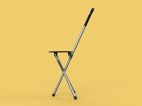 WALKER STICK CANE CHAIR SEAT STOOL TREKKING POLE FOLDING COMPACT 3D Model