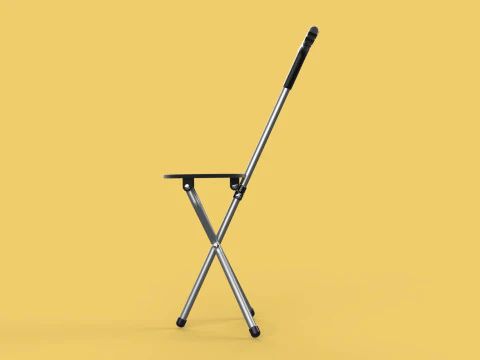 WALKER STICK CANE CHAIR SEAT STOOL TREKKING POLE FOLDING COMPACT 3D Model