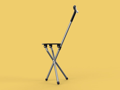 WALKER STICK CANE CHAIR SEAT STOOL TREKKING POLE FOLDING COMPACT 3D Model