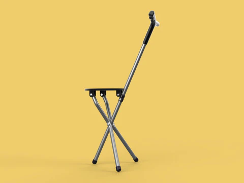 WALKER STICK CANE CHAIR SEAT STOOL TREKKING POLE FOLDING COMPACT 3D Model
