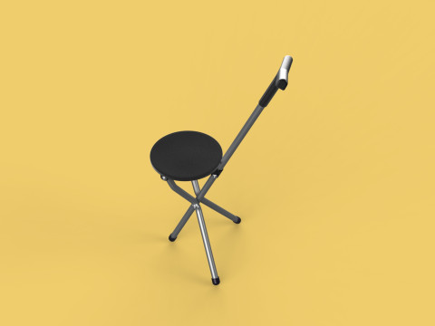 WALKER STICK CANE CHAIR SEAT STOOL TREKKING POLE FOLDING COMPACT 3D Model