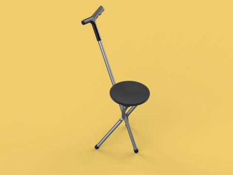 WALKER STICK CANE CHAIR SEAT STOOL TREKKING POLE FOLDING COMPACT 3D Model