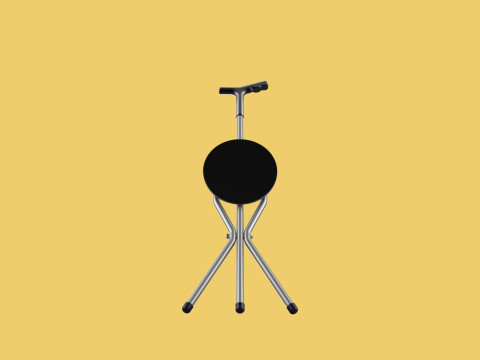 WALKER STICK CANE CHAIR SEAT STOOL TREKKING POLE FOLDING COMPACT 3D Model