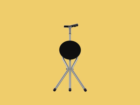 WALKER STICK CANE CHAIR SEAT STOOL TREKKING POLE FOLDING COMPACT 3D Model