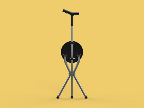 WALKER STICK CANE CHAIR SEAT STOOL TREKKING POLE FOLDING COMPACT 3D Model