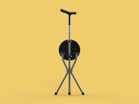 WALKER STICK CANE CHAIR SEAT STOOL TREKKING POLE FOLDING COMPACT 3D Model