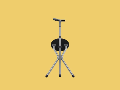 WALKER STICK CANE CHAIR SEAT STOOL TREKKING POLE FOLDING COMPACT 3D Model