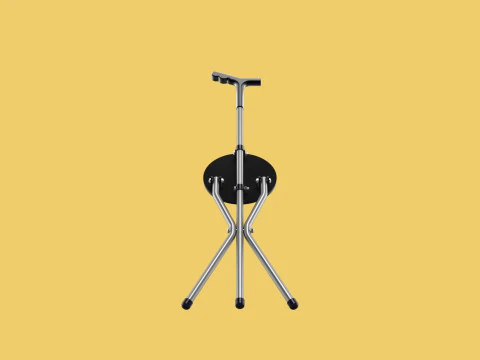 WALKER STICK CANE CHAIR SEAT STOOL TREKKING POLE FOLDING COMPACT 3D Model