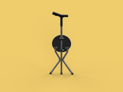 WALKER STICK CANE CHAIR SEAT STOOL TREKKING POLE FOLDING COMPACT 3D Model
