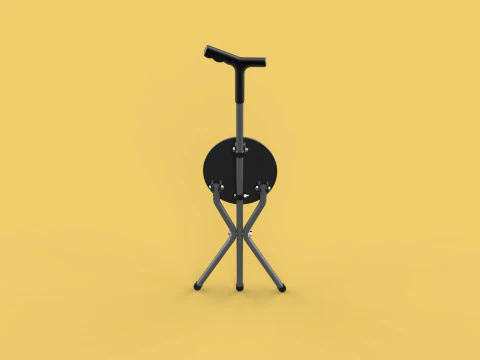 WALKER STICK CANE CHAIR SEAT STOOL TREKKING POLE FOLDING COMPACT 3D Model