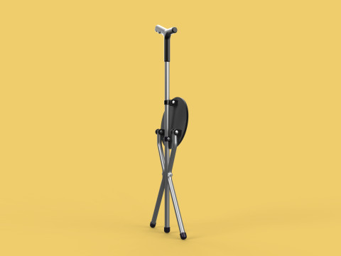 WALKER STICK CANE CHAIR SEAT STOOL TREKKING POLE FOLDING COMPACT 3D Model