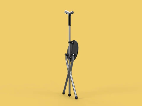 WALKER STICK CANE CHAIR SEAT STOOL TREKKING POLE FOLDING COMPACT 3D Model