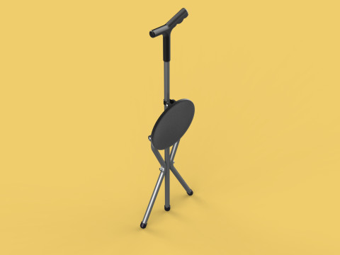WALKER STICK CANE CHAIR SEAT STOOL TREKKING POLE FOLDING COMPACT 3D Model