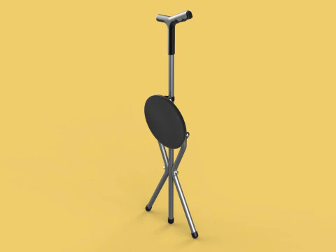 WALKER STICK CANE CHAIR SEAT STOOL TREKKING POLE FOLDING COMPACT 3D Model