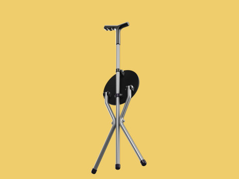WALKER STICK CANE CHAIR SEAT STOOL TREKKING POLE FOLDING COMPACT 3D Model