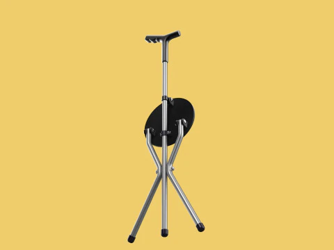 WALKER STICK CANE CHAIR SEAT STOOL TREKKING POLE FOLDING COMPACT 3D Model