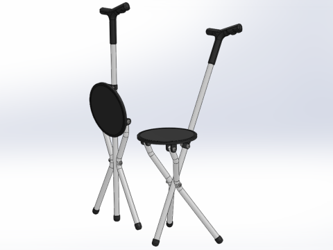 WALKER STICK CANE CHAIR SEAT STOOL TREKKING POLE FOLDING COMPACT 3D Model
