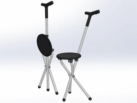 WALKER STICK CANE CHAIR SEAT STOOL TREKKING POLE FOLDING COMPACT 3D Model
