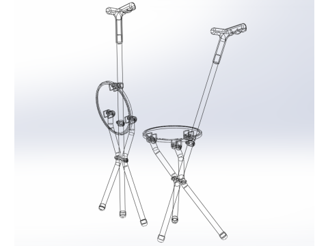 WALKER STICK CANE CHAIR SEAT STOOL TREKKING POLE FOLDING COMPACT 3D Model