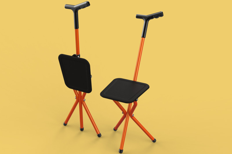 POLE STICK CANE CHAIR WALKING SEAT STOOL CRUTCH FOLDING PORTABLE 3D मॉडल .c4d .max .obj .3ds .fbx .stl .blend