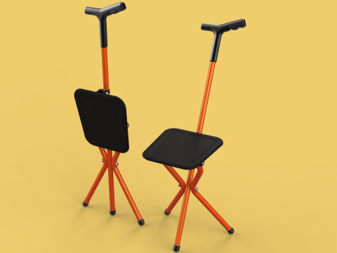 POLE STICK CANE CHAIR WALKING SEAT STOOL CRUTCH FOLDING PORTABLE 3D Model
