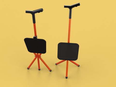 POLE STICK CANE CHAIR WALKING SEAT STOOL CRUTCH FOLDING PORTABLE 3D मॉडल
