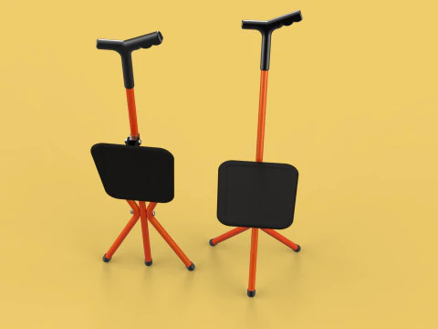 POLE STICK CANE CHAIR WALKING SEAT STOOL CRUTCH FOLDING PORTABLE 3D Model