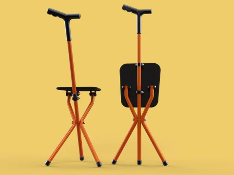 POLE STICK CANE CHAIR WALKING SEAT STOOL CRUTCH FOLDING PORTABLE 3D Model