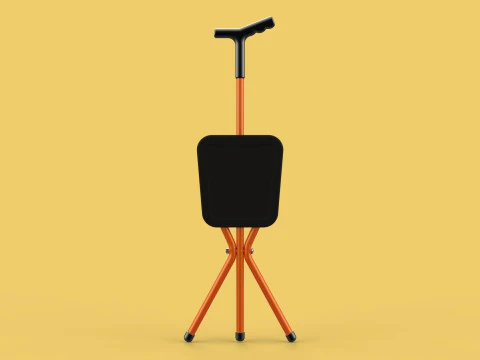 POLE STICK CANE CHAIR WALKING SEAT STOOL CRUTCH FOLDING PORTABLE 3D Model