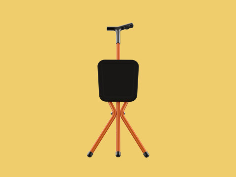 POLE STICK CANE CHAIR WALKING SEAT STOOL CRUTCH FOLDING PORTABLE 3D मॉडल