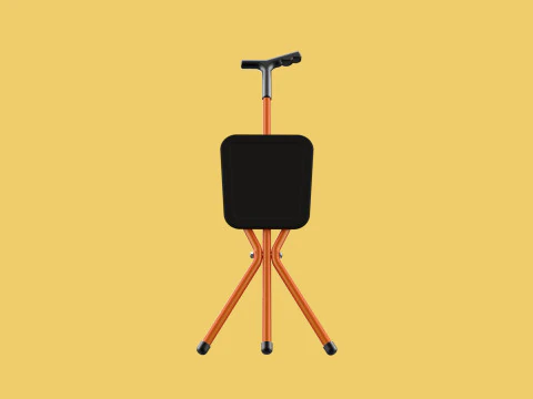 POLE STICK CANE CHAIR WALKING SEAT STOOL CRUTCH FOLDING PORTABLE 3D Model