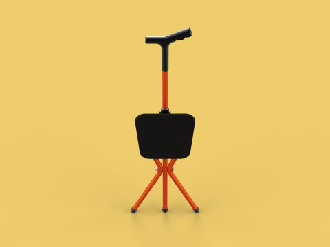 POLE STICK CANE CHAIR WALKING SEAT STOOL CRUTCH FOLDING PORTABLE 3D मॉडल