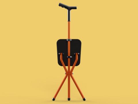 POLE STICK CANE CHAIR WALKING SEAT STOOL CRUTCH FOLDING PORTABLE 3D मॉडल