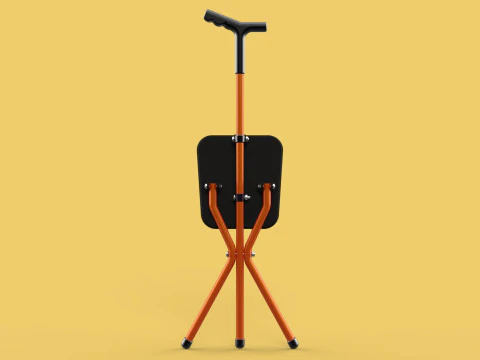 POLE STICK CANE CHAIR WALKING SEAT STOOL CRUTCH FOLDING PORTABLE 3D Model