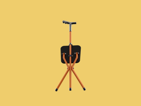 POLE STICK CANE CHAIR WALKING SEAT STOOL CRUTCH FOLDING PORTABLE 3D मॉडल