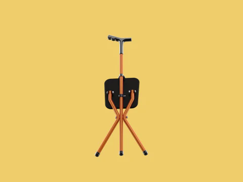POLE STICK CANE CHAIR WALKING SEAT STOOL CRUTCH FOLDING PORTABLE 3D Model