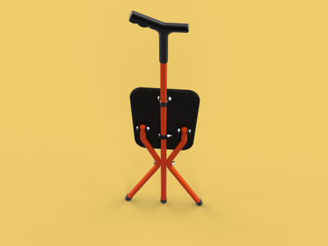 POLE STICK CANE CHAIR WALKING SEAT STOOL CRUTCH FOLDING PORTABLE 3D मॉडल