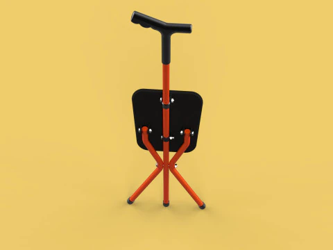 POLE STICK CANE CHAIR WALKING SEAT STOOL CRUTCH FOLDING PORTABLE 3D Model