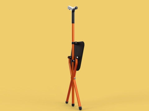 POLE STICK CANE CHAIR WALKING SEAT STOOL CRUTCH FOLDING PORTABLE 3D मॉडल
