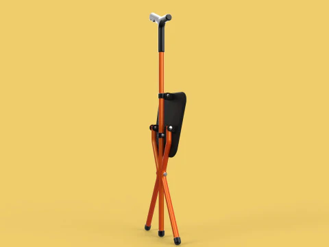 POLE STICK CANE CHAIR WALKING SEAT STOOL CRUTCH FOLDING PORTABLE 3D Model
