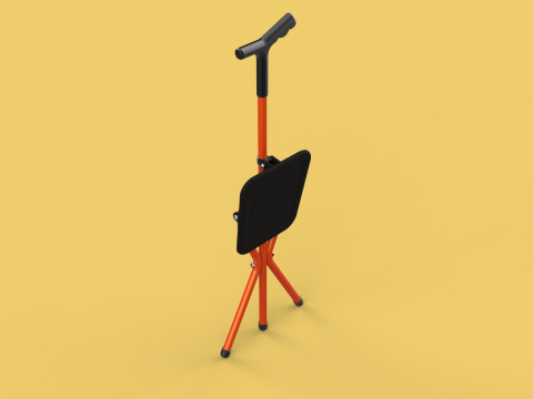 POLE STICK CANE CHAIR WALKING SEAT STOOL CRUTCH FOLDING PORTABLE 3D मॉडल