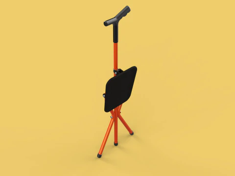 POLE STICK CANE CHAIR WALKING SEAT STOOL CRUTCH FOLDING PORTABLE 3D Model