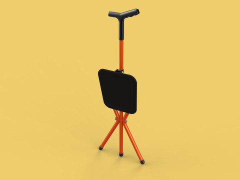 POLE STICK CANE CHAIR WALKING SEAT STOOL CRUTCH FOLDING PORTABLE 3D मॉडल